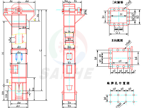 环链斗式提升机(图5) 环链斗式提升机